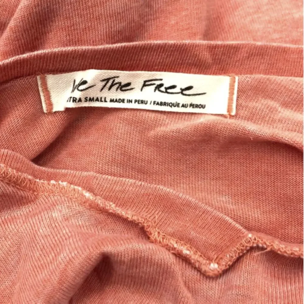 Free People We The Free All Mine Tee V-Neck Open Back XS Italian Apricot